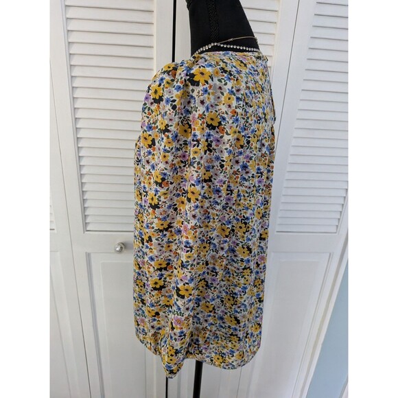 Pleione Anthropologie Women M Multicolor Floral Smocked Boho Blouse Cottagecore - Picture 8 of 14